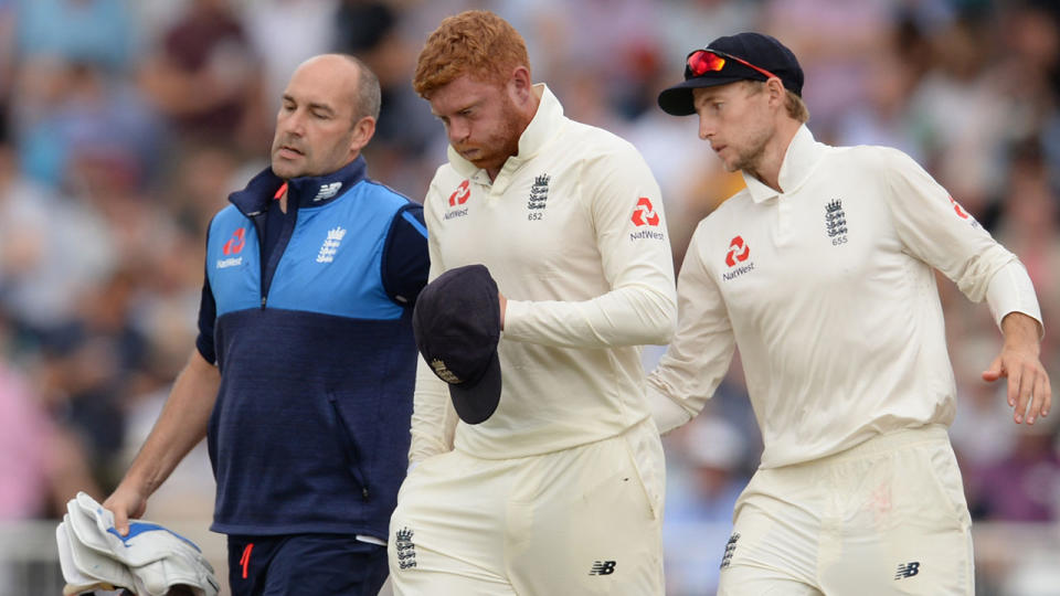 Injury forced Bairstow to come off for England. Pic: Getty