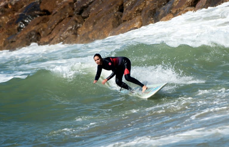 Moroccan women surfers have become increasingly common but some still face prejudice or harassment back on land