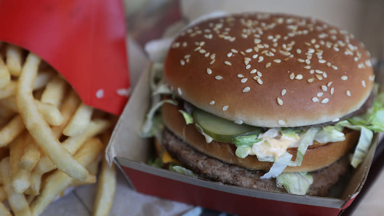 Big Mac, box ,and fries