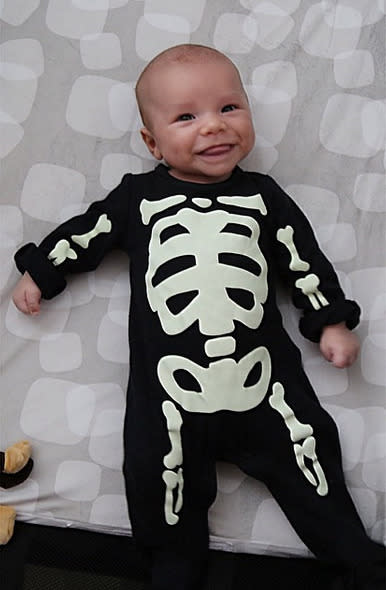 ‘Glee’ alum Naya Rivera Dorsey took the festive opportunity to share the first photo of her little man, Josey. “Trick or treat!” she wrote alongside this smiley little skeleton. (Instagram)