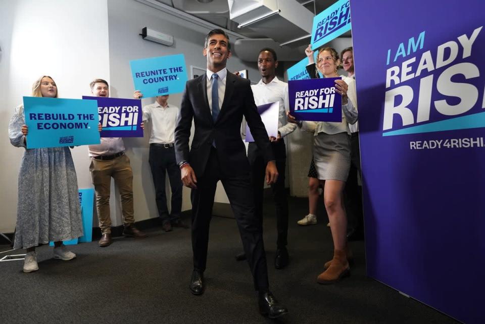 Rishi Sunak is 170cm tall, but often appears to be taller in his campaign imagery (PA)