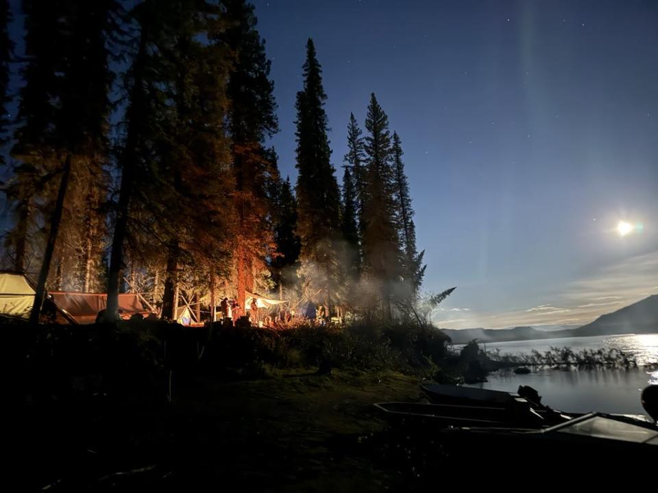 A campsite on the Peel River, where a group from Fort McPherson, N.W.T., held a moose camp in September 2024.