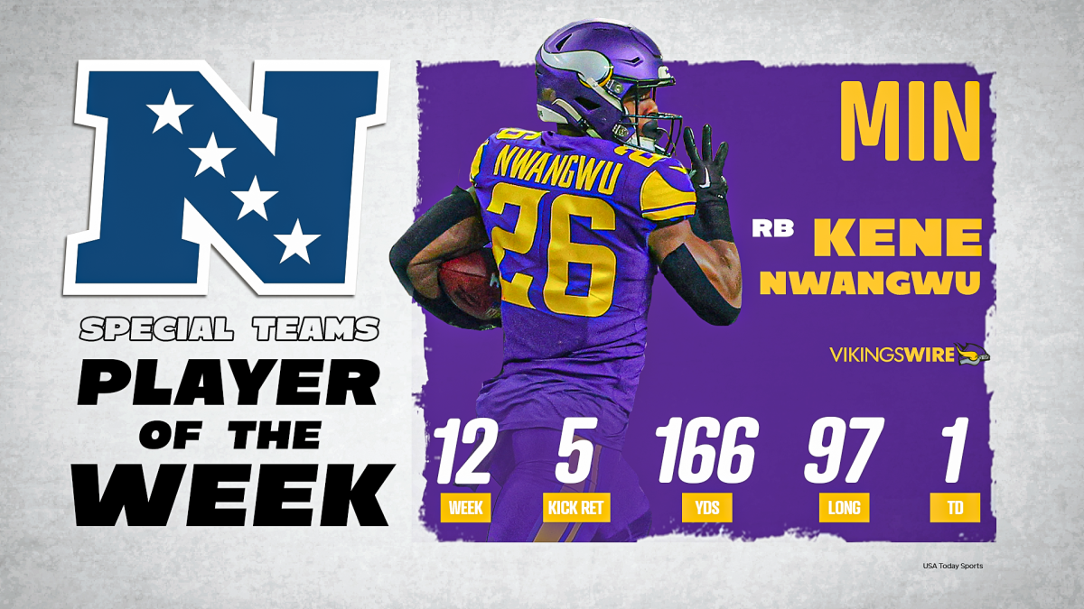 Kene Nwangwu has been named NFC Special Teams Player of the Week