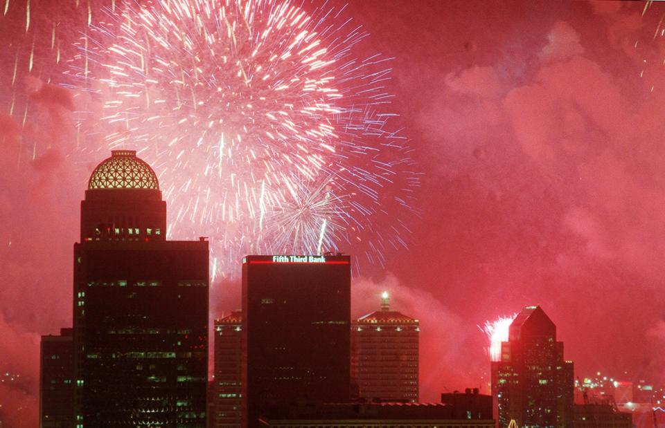 Zambelli Internationale lights up the Louisville, Ky. riverfront Saturday, April 18, 1998 for the Kentucky Derby Festival's opening ceremonies,  