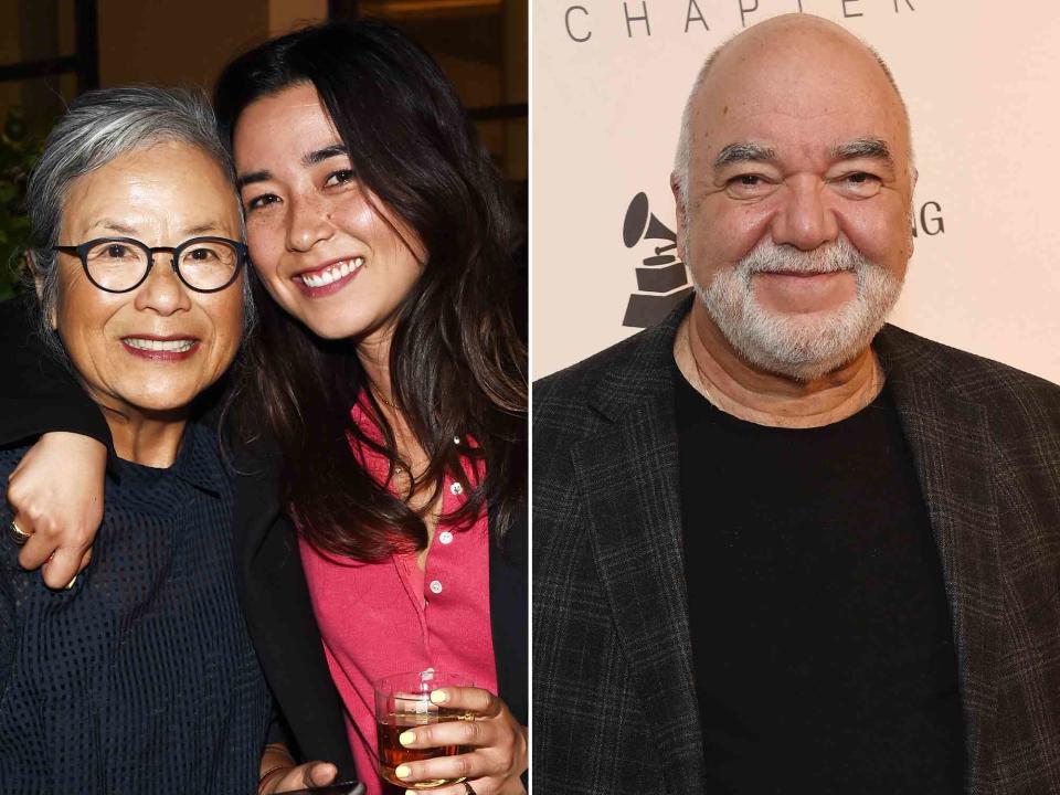 <p>Amanda Edwards/Getty ; Gilbert Flores/Variety/Getty </p> Left: Maya Erskine and her mom Mutsuko Erskine attend Film Independent