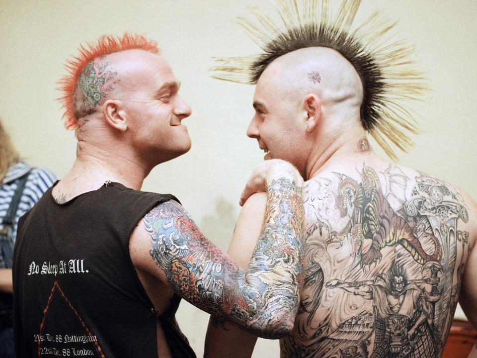 Two tattooed punks in Amsterdam in 1990.