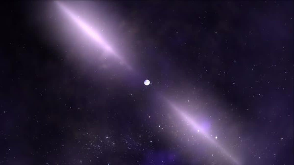 Pulsars are fast-spinning neutron stars that emit narrow, sweeping beams of radio waves (NASA’s Goddard Space Flight Center)