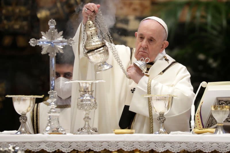Pope Francis holds Chrism Mass on Holy Thursday at the Vatican