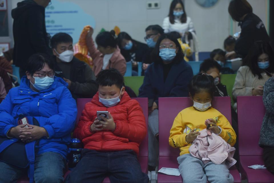 A nurse is preparing an infusion for a child in the infusion area of Hangzhou First People's Hospital in Hangzhou, Zhejiang province, China, on November 26, 2023. (Photo by Costfoto/NurPhoto via Getty Images)