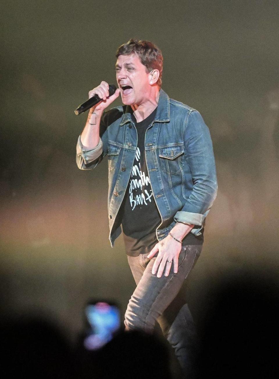 Rob Thomas of Matchbox Twenty performs with the band at the Save Mart Center in Fresno during their Slow Dream tour on Wednesday, May 24, 2023.