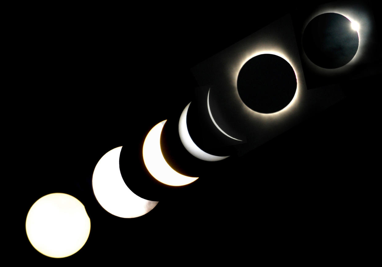 2009: This multiple-exposure image shows the various stages of the total solar eclipse as seen from Guwahati, India. 