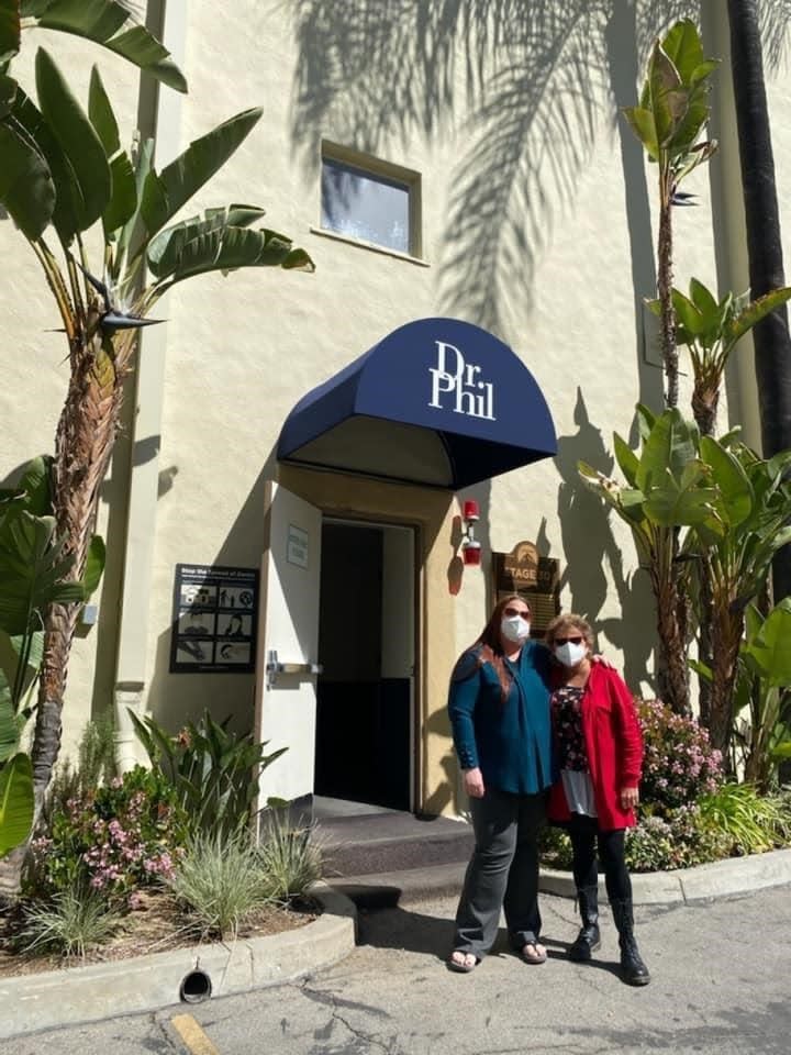 Mindy Fickett and Karen Stebane outside Dr. Phil studio in L.A.