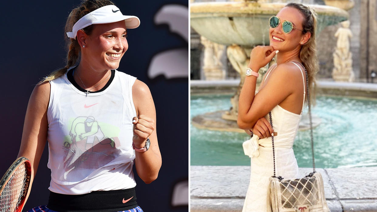 Donna Vekic, pictured here on and off the court in Palermo.