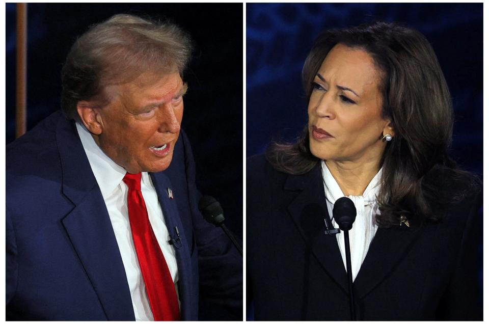 Republican presidential candidate, former U.S. President Donald Trump and Democratic presidential candidate, U.S. Vice President Kamala Harris participate in a presidential debate hosted by ABC in Philadelphia, Pennsylvania on September 10, 2024