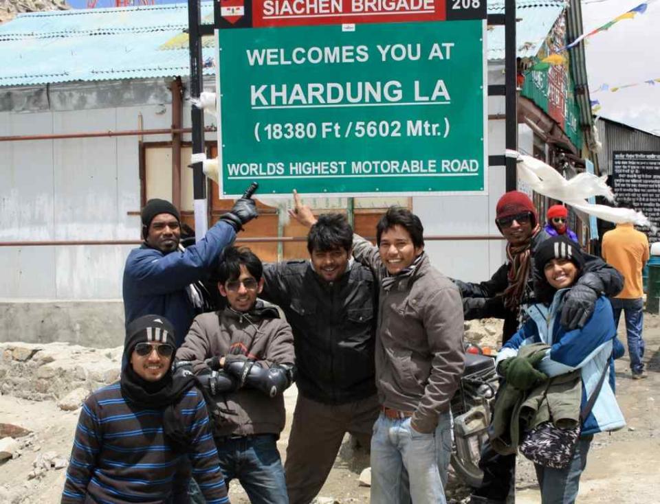 At Khardung La, the highest motorable road in the world, which is open to civilians.