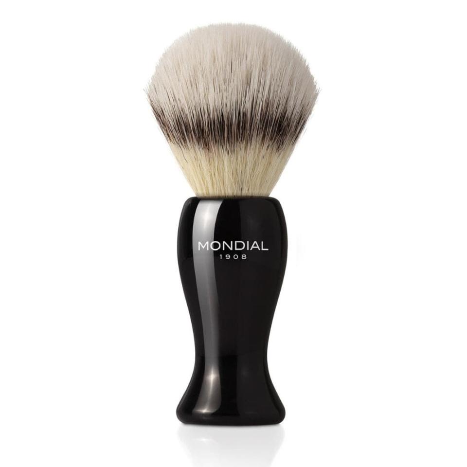 <p><a href="https://mondial1908.com/collections/ecosilvertip-synthetic-shaving-brush-favorites/products/bolton-black-resin-brush-with-synthetic-silvertip-knot-large" rel="nofollow noopener" target="_blank" data-ylk="slk:Shop Now;elm:context_link;itc:0;sec:content-canvas" class="link ">Shop Now</a></p><p>Bolton Black Resin Brush with EcoSilvertip Synthetic</p><p>mondial1908.com</p><p>€81.00</p>