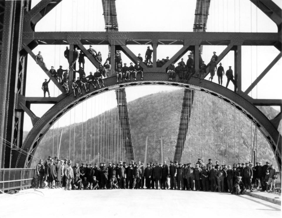Staff from the Bridge Authority and other area partners will be gathering at the Bear Mountain Bridge to recreate this photo, taken by the construction crew in 1924.