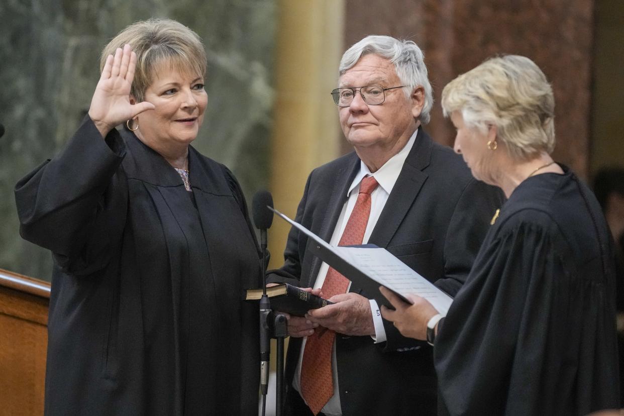 Janet Protasiewicz is sworn in as a Wisconsin Supreme Court justice.