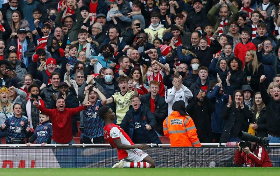 Bukayo Saka sparks scenes of joy after his opening goal