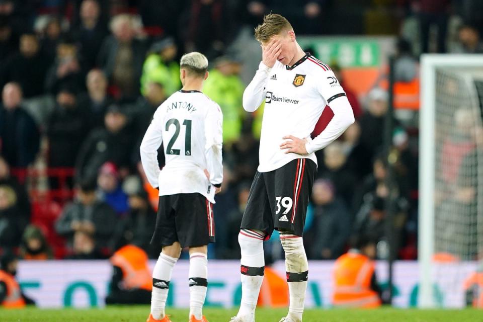 Manchester United’s Scott McTominay (right) reflects on the emphatic defeat to Liverpool (Peter Byrne/PA) (PA Wire)