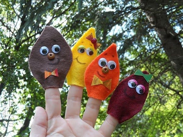 fall crafts for kids leaf finger puppets