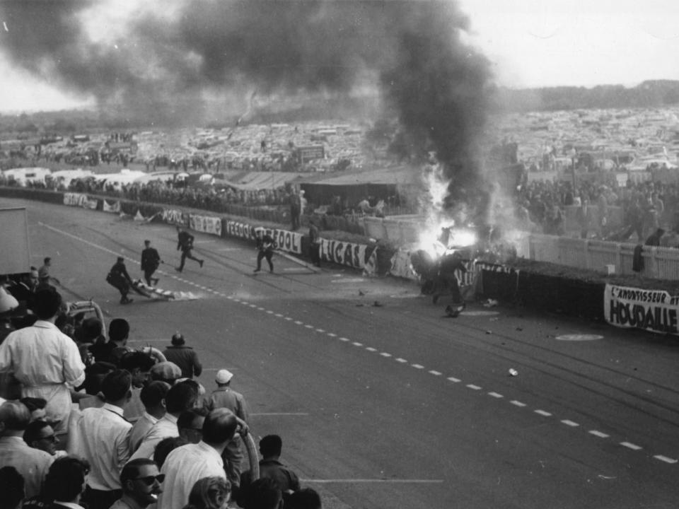 Crash scene at the 1955 race (Getty)