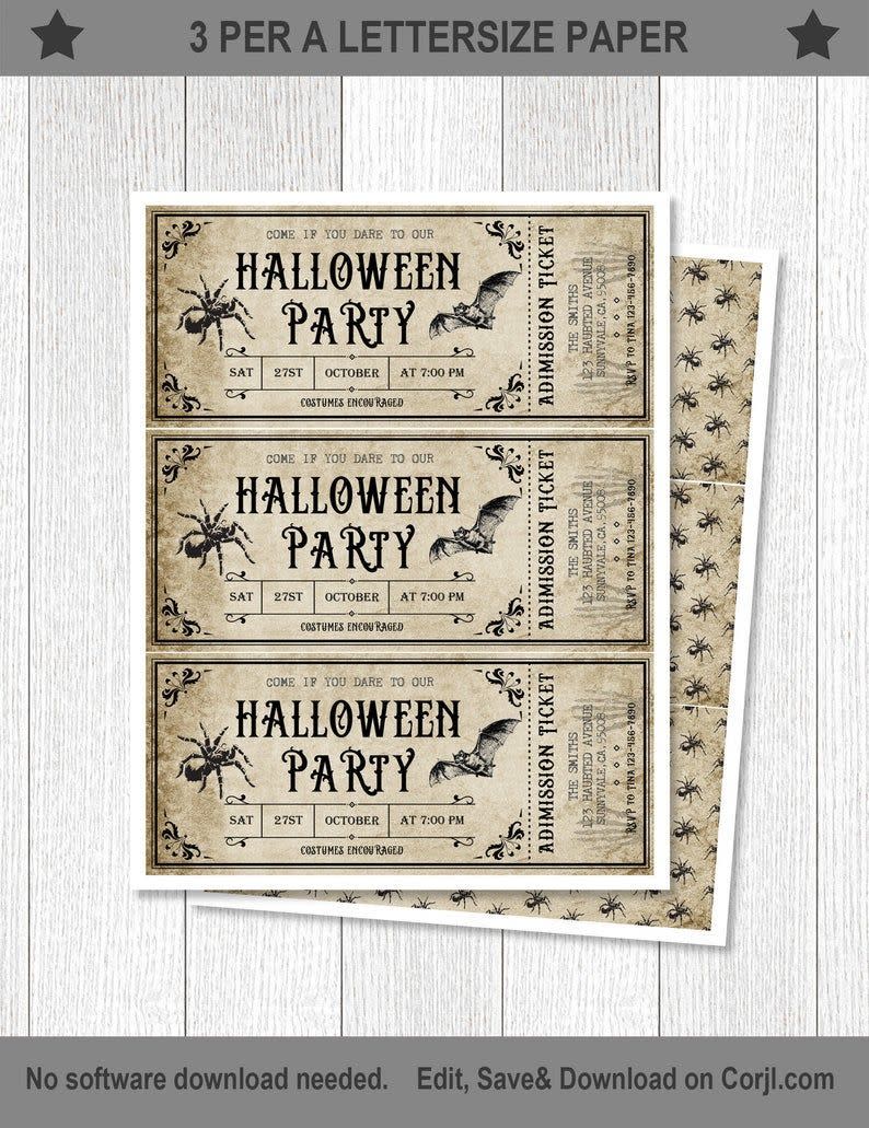 Halloween Ticket Invitations