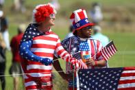 <p>Fans of the United States look on during the final round of men’s golf on Day 9 of the Rio 2016 Olympic Games at the Olympic Golf Course on August 14, 2016 in Rio de Janeiro, Brazil. (Photo by Scott Halleran/Getty Images) </p>