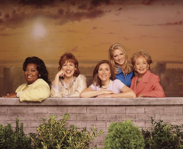 PHOTO: The original hosts of 'The View' are seen here from left, Star Jones, Joy Behar, Meredith Vieira, Debbie Matenopoulos and Barbara Walters. (Andrew Eccles/ABC)