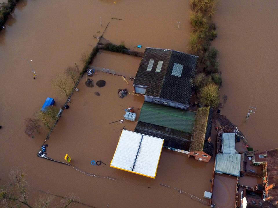 Flood water surrounds Upton upon Severn, in Worcestershire, 18 February, 2020: PA