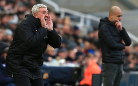 Steve Bruce shouts at St James' Park - Credit: AFP