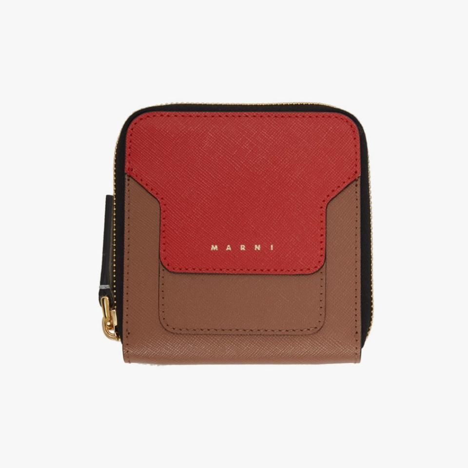 Marni red and brown zip-around wallet