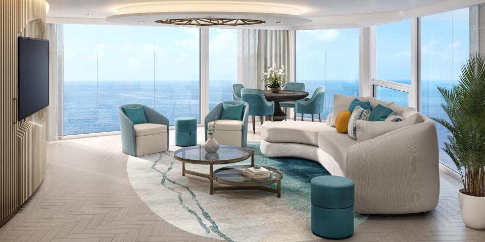 rendering of a suite living room on Utopia of the Seas