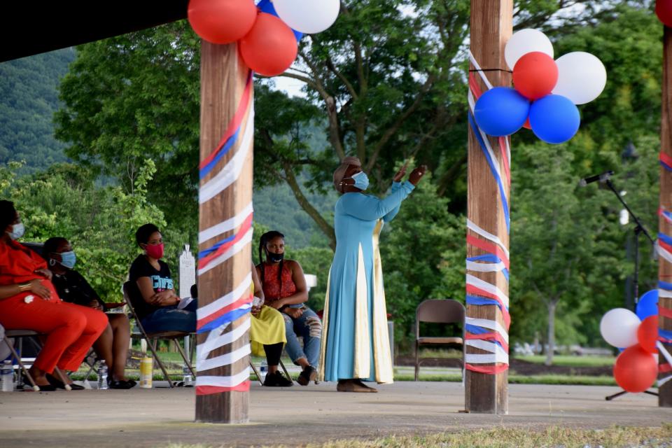 People gathered for a Juneteenth celebration in Wayensboro's Constitution Park on June 19, 2020.