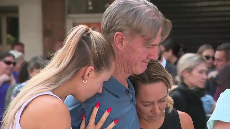 Ash Good's family members attend her memorial. Picture: 9 News
