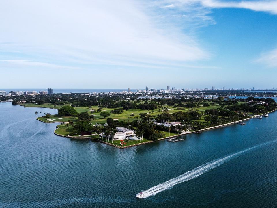 An aerial view of Indian Creek Island.