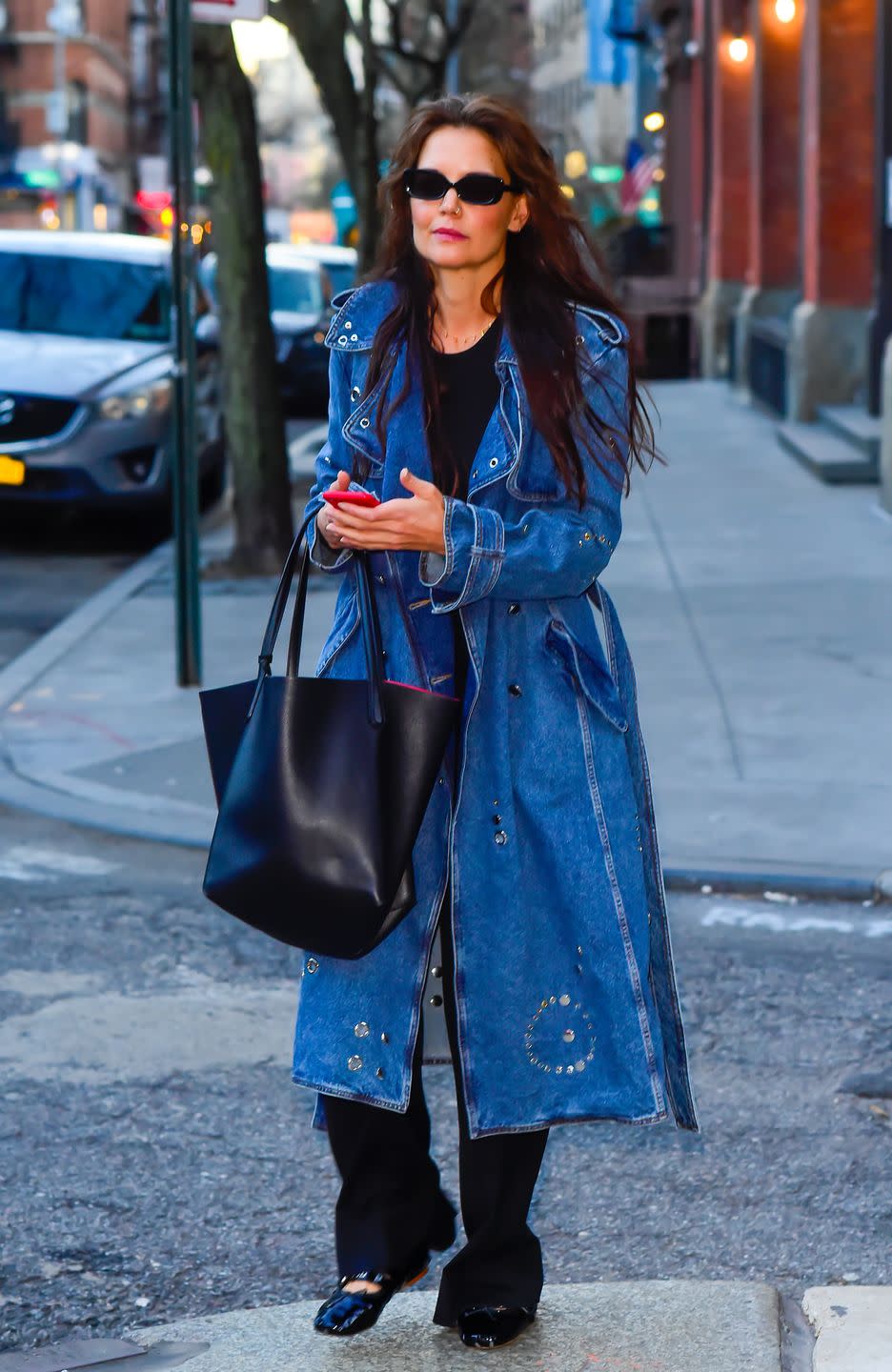 new york, new york march 25 katie holmes is seen walking on march 25, 2024 in new york city photo by raymond hallgc images