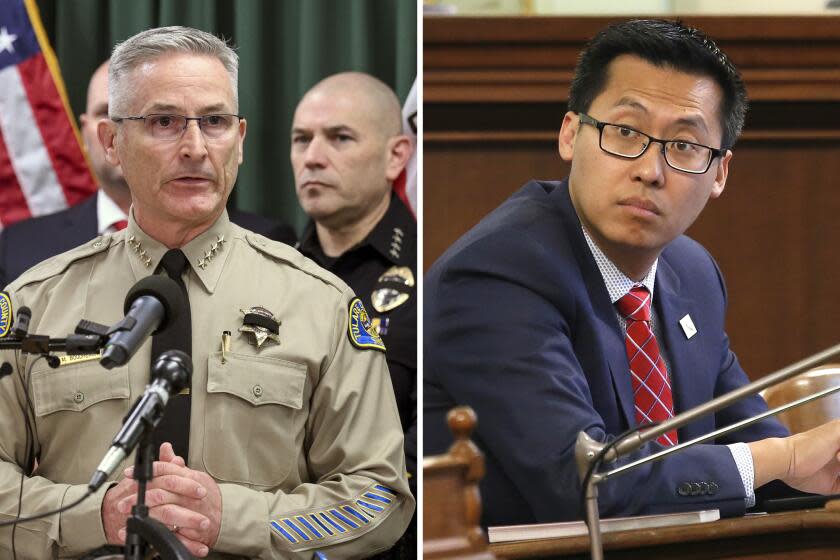 Left, Tulare County Sheriff Mike Boudreaux. Right, Assemblyman Vince Fong.