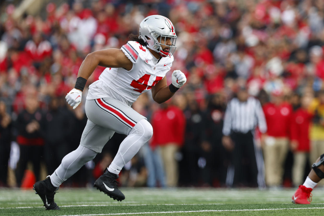 Ohio State's J.T. Tuimoloau might have been a first-round pick if he came out this year, but decided to return to Columbus. (Photo by Rich Schultz/Getty Images)