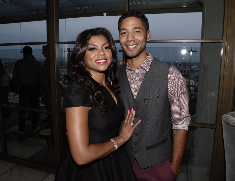 Smollett pictured with his co-star Taraji P. Henson at an event in 2014. Source: AP