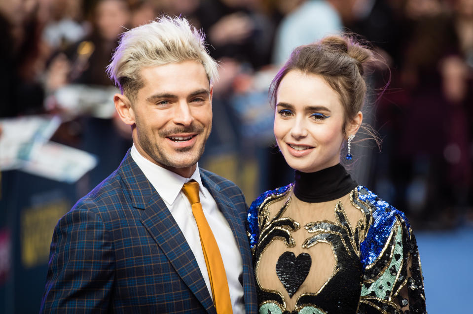 LONDON, ENGLAND – APRIL 24: Zac Efron and Lily Collins attend the “Extremely Wicked, Shockingly Evil and Vile” European premiere at The Curzon Mayfair on April 24, 2019 in London, England. (Photo by Samir Hussein/Samir Hussein/WireImage)