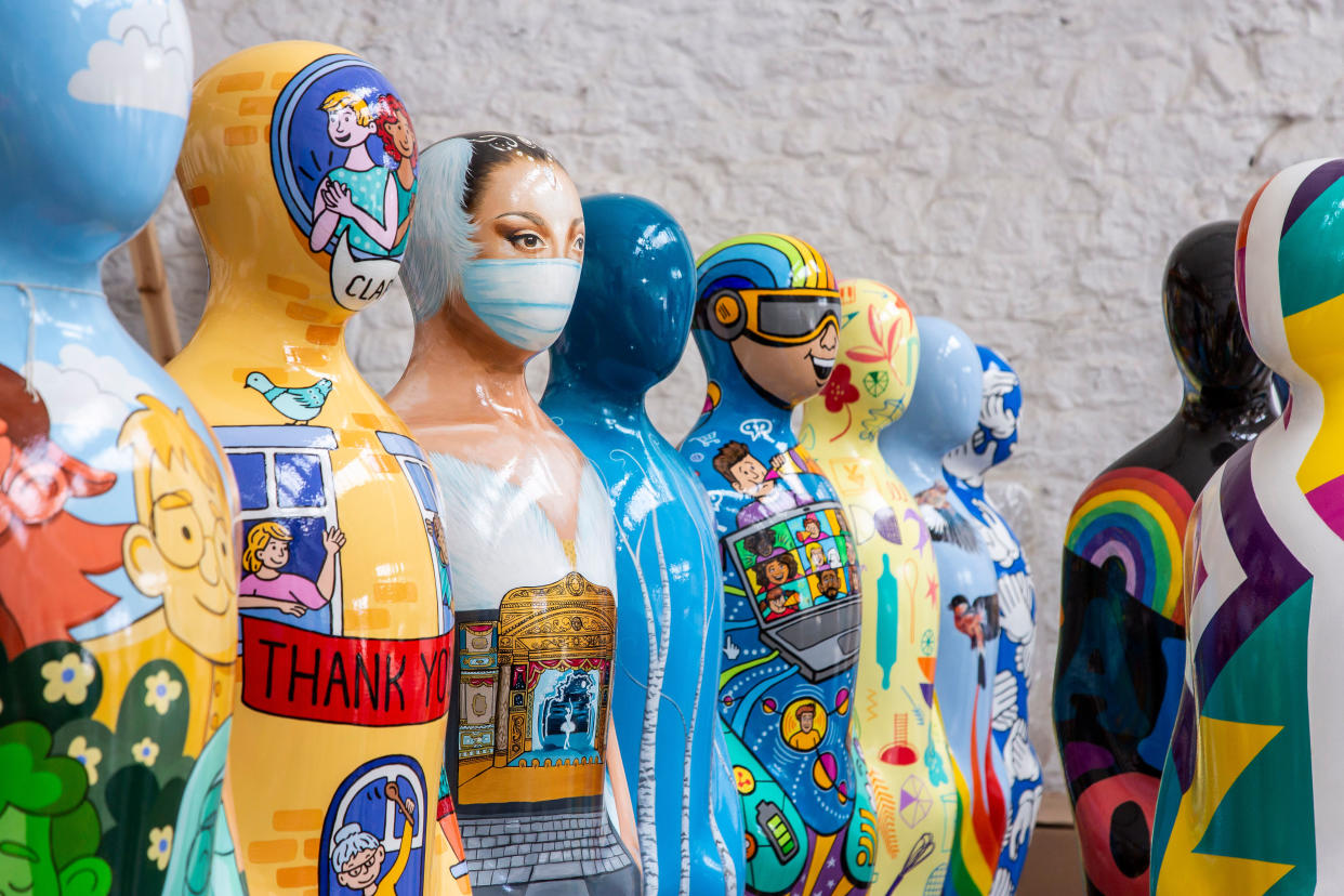 Some of the sculptures in the Gratitude exhibition (David Oates/PA)