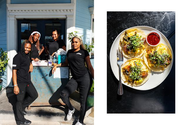 <p>Cedric Angeles</p> From left: Staff at Alma, a Honduran restaurant in the Bywater; breakfast tacos at Alma.