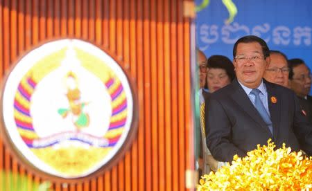 Cambodia's Prime Minister Hun Sen, who is also president of the ruling Cambodian People's Party (CPP), attends a ceremony to mark the 66th anniversary of the establishment of the party, at Koh Pich island in Phnom Penh, Cambodia, June 28, 2017. REUTERS/Samrang Pring