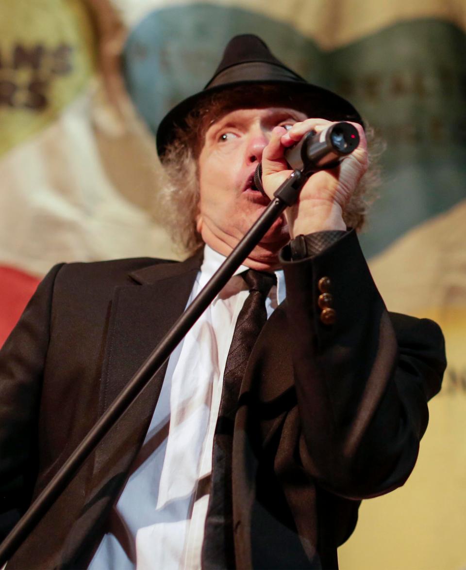 Jake, portrayed by Biff Hansen, belts out a tune during a dress rehearsal for Heart-A-Rama, Monday, April 25, 2022, in Two Rivers, Wis. Heart-A-Rama is a benefit which raises funds for the American Heart Association in Wisconsin.