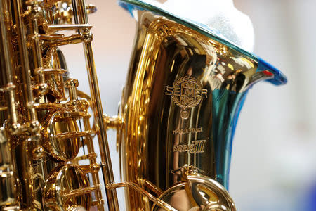 A saxophone is pictured at the Henri Selmer wind instruments factory in Mantes-la-Ville near Paris, France, January 17, 2018. REUTERS/Benoit Tessier