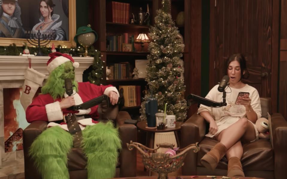 connor dressed as the grinch for an episode