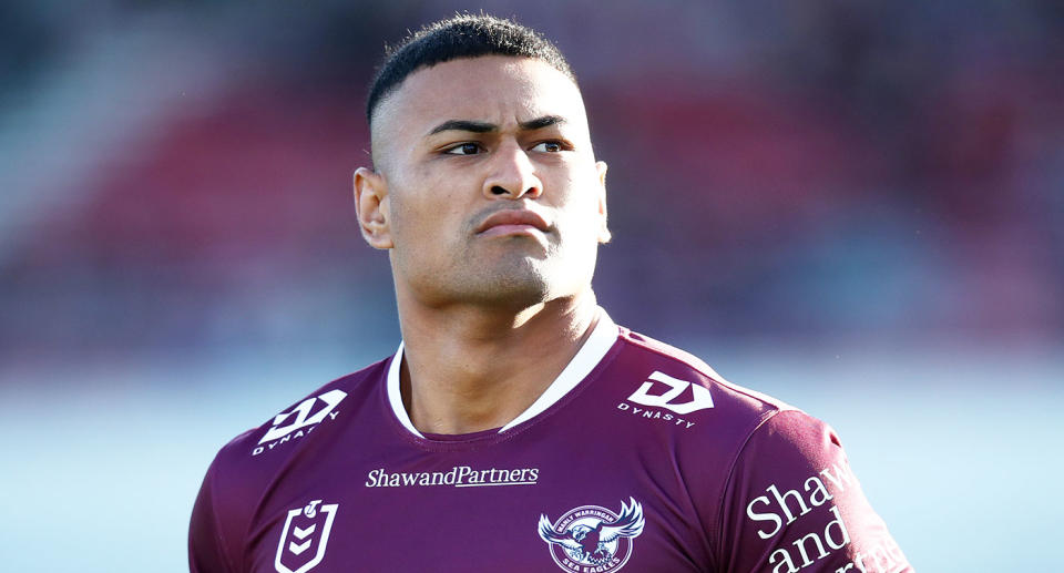 Manly star Haumole Olakau’atu says he's been called racial terms many times on the footy field. Pic: Getty