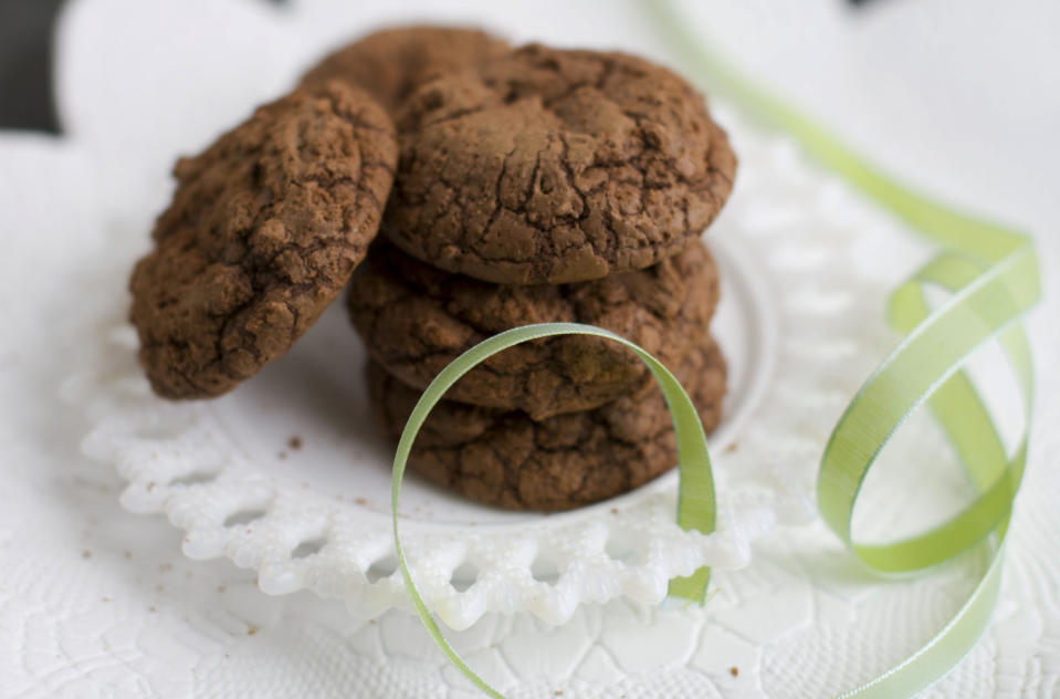 In this image taken on Monday, Nov. 5, 2012, Chinese 5-Spice brownie cookies are shown served on a plate in Concord, N.H. (AP Photo/Matthew Mead)