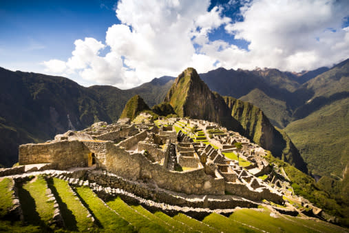 <b><p>Machu Picchu, Peru</p></b> <p>Accessible only by train or a 4 day trek, this amazing site is widely referred to as the “Lost City of the Incas”. Invisible from below and completely self-contained, surrounded by agricultural promenades sufficient to feed the population, and watered by natural springs, the Machu Picchu site seemed to have been built by the Inca as a secret ceremonial city.</p>